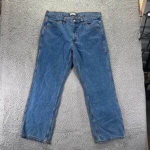 Blue Mountain Jeans Mens 38x32 Blue Cotton Denim Straight Carpenter Relaxed-Fit